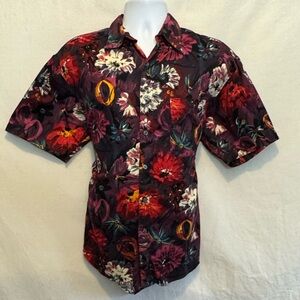 C-151 Men’s Perry Ellis Multicolor Floral Short Sleeve Button Down Shirt‎ Size M